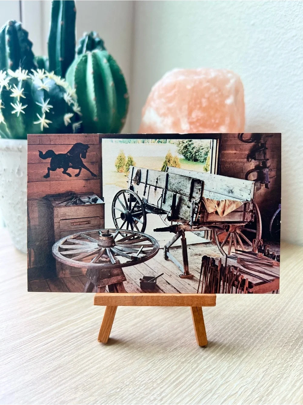 John Deere Historic Site Postcard Grand Detour IL Blacksmith Wagon Unposted